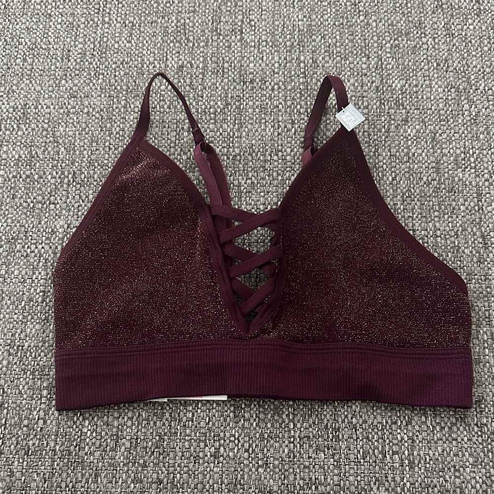 Victoria’s Secret PINK Shimmer Bralette in Deep Plum